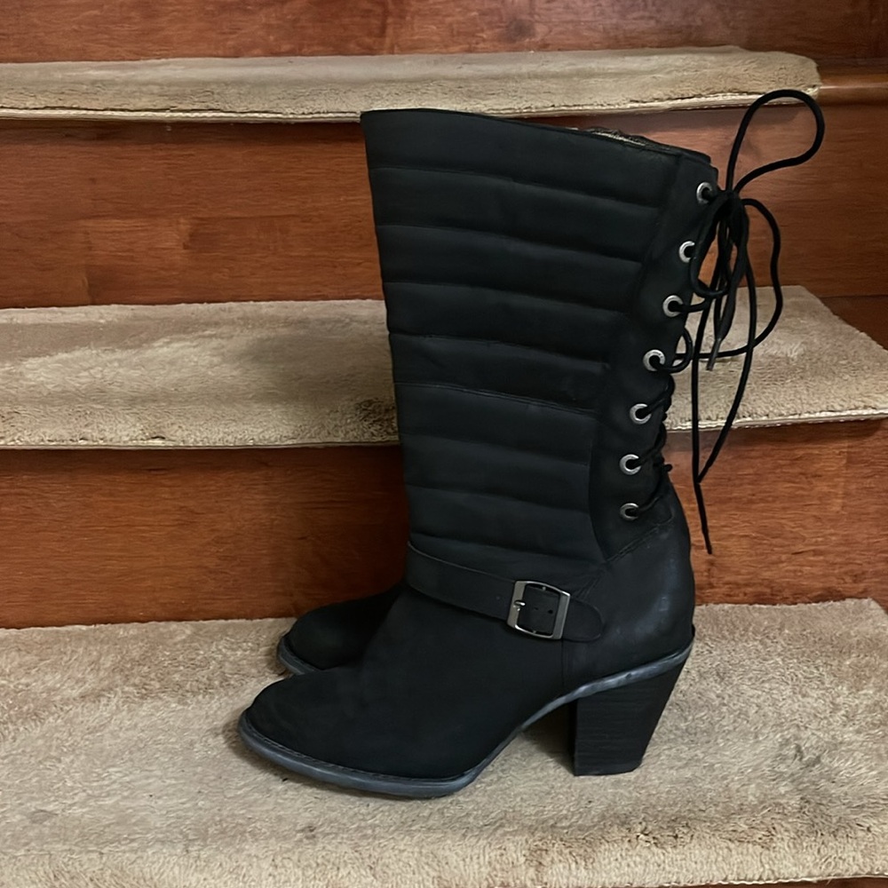 Durango Black Quilted Lace-Up Moto Boots - Picture 4 of 13